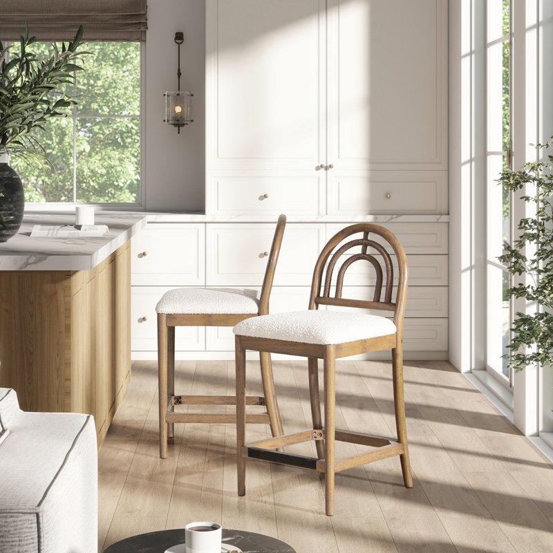 Tabouret de comptoir tapissier en bois 27 po Leon