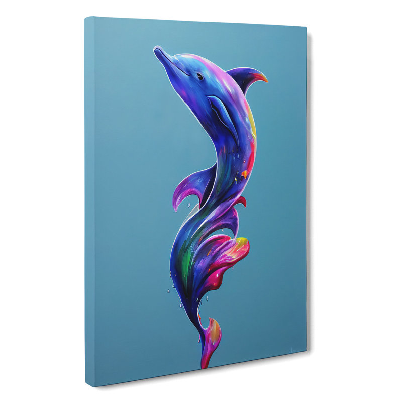 XC1022-1846X Dolphin Paint Splash No.1 - Wrapped Canvas Print, 50cm H x 35cm W x 3cm D