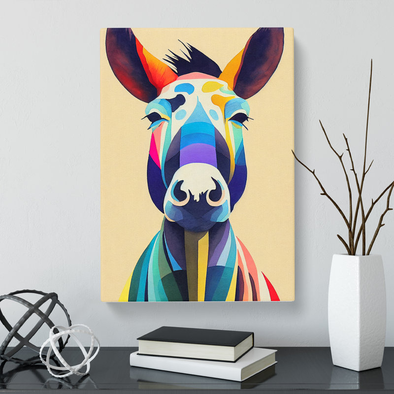 CAN-V0523-2696X Watercolour Donkey - Wrapped Canvas Print, 76cm H x 50cm W x 3cm D