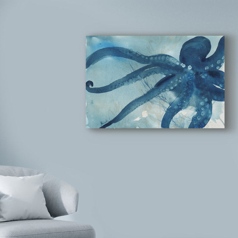 « octopus water color 1 », reproduction de peinture à l’acrylique sur toile tendue, H 16 po x l 24 po x P 2 po
