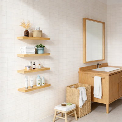 Floating Shelves Set Of 4, Wall Mounted Shelves For Kitchen Living Room Bedroom Bathroom, Engineered Wood Wall Shelf For Home Decor, Book Display And Storage, Modern Rustic Design