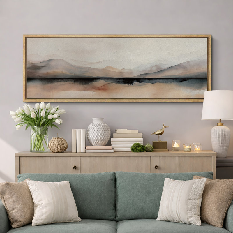 «Minimal Landscape Abstract Mountain Hues Minimalist Landscape», reproduction d'art sur toile, H 20 po x l 60 po, Natural