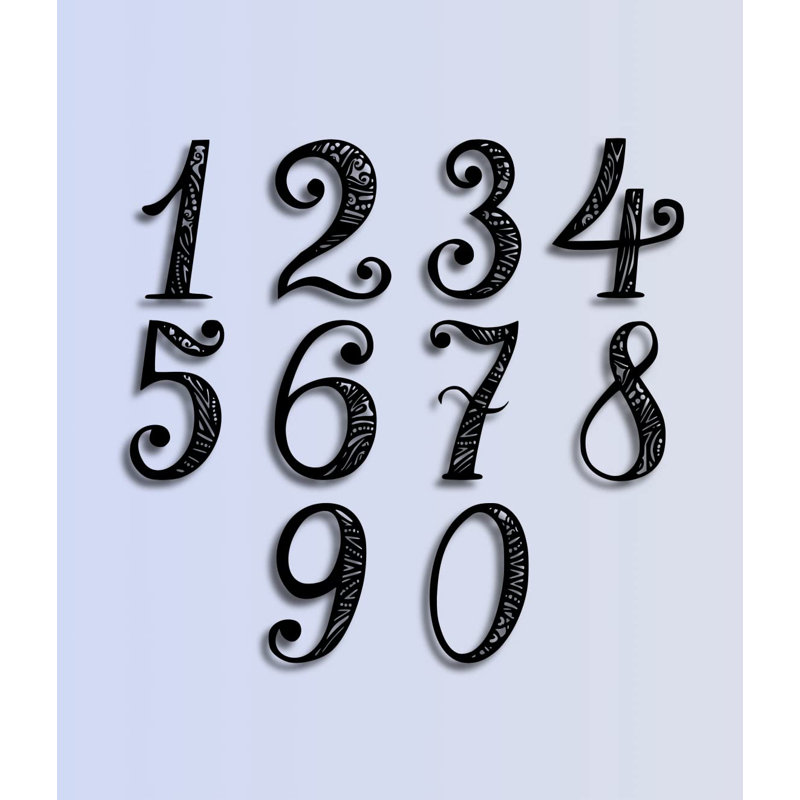 8'' H Metal House Number, Black, 0