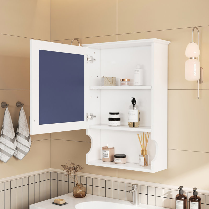 Fixation murale, rangement avec miroir, style moderne, + métal, peu encombrant, armoire à miroir pour vestiaire, blanc, petits espaces