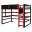 Lit mezzanine avec bureau, support de rangement latéral, tablettes multiples-929341874