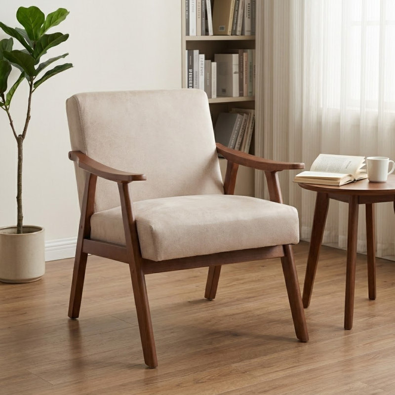 Maret 30.71'' Wide Classic Accent Chair Armchair Reception Chair Reading Chair, Light Camel Tech Cloth Fabric