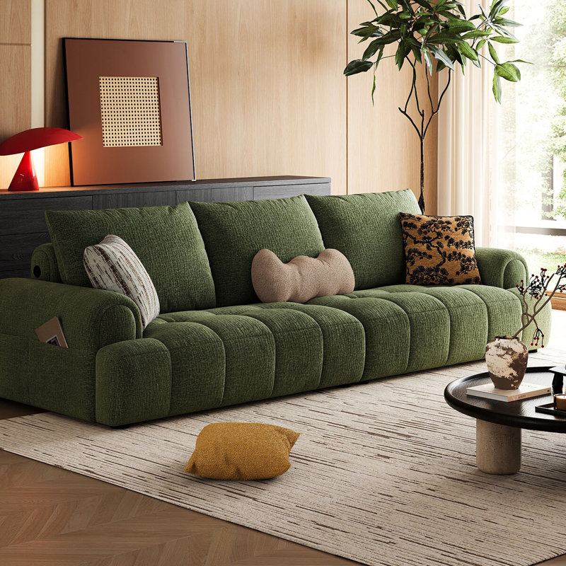 Coussin de canapé en chenille vert Fourseat, H 34,65 po x l 117,32 po x P 41,73 po, Vert