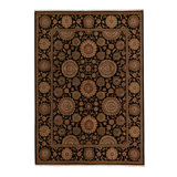 Wool Floral Area Rug in Black/Brown/Beige