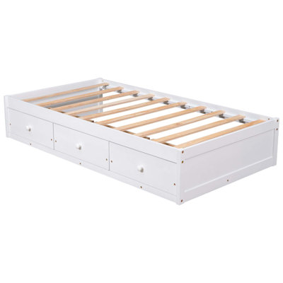 Twin Size Platform Storage Bed With 3 Drawers