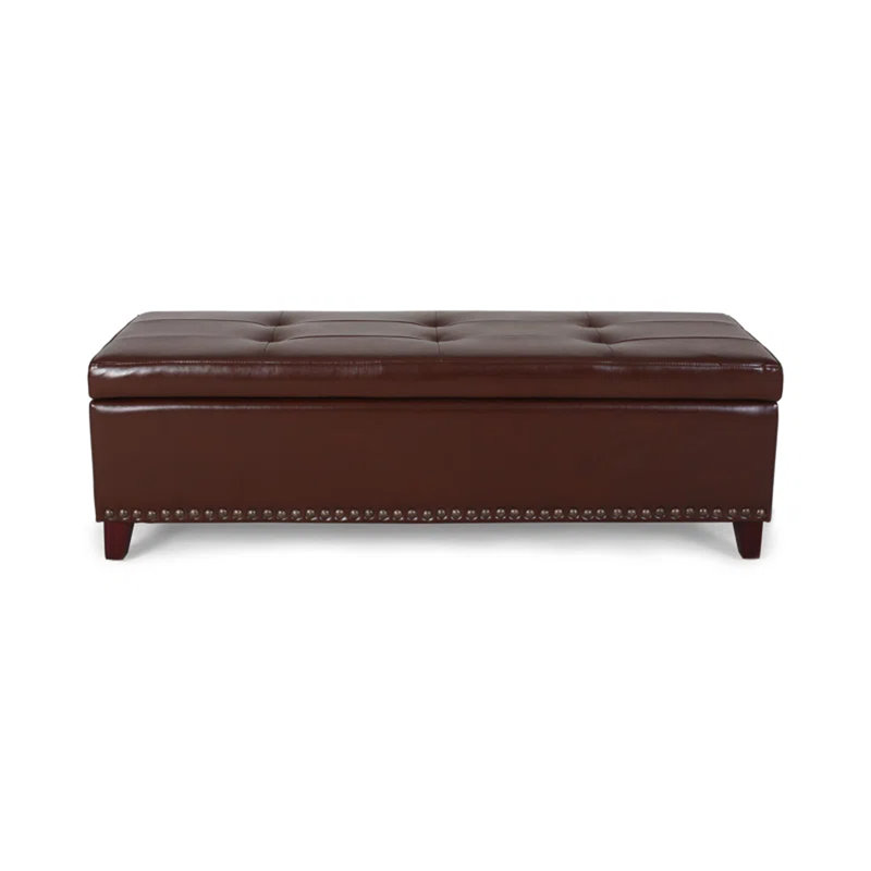 Ottoman With Storage, 51 Inch Large Ottomans Storage Bench, Upholstered End Of Bed Bench With Hinged Lid, Long Foot Rest Stool For Living Room Bedroom