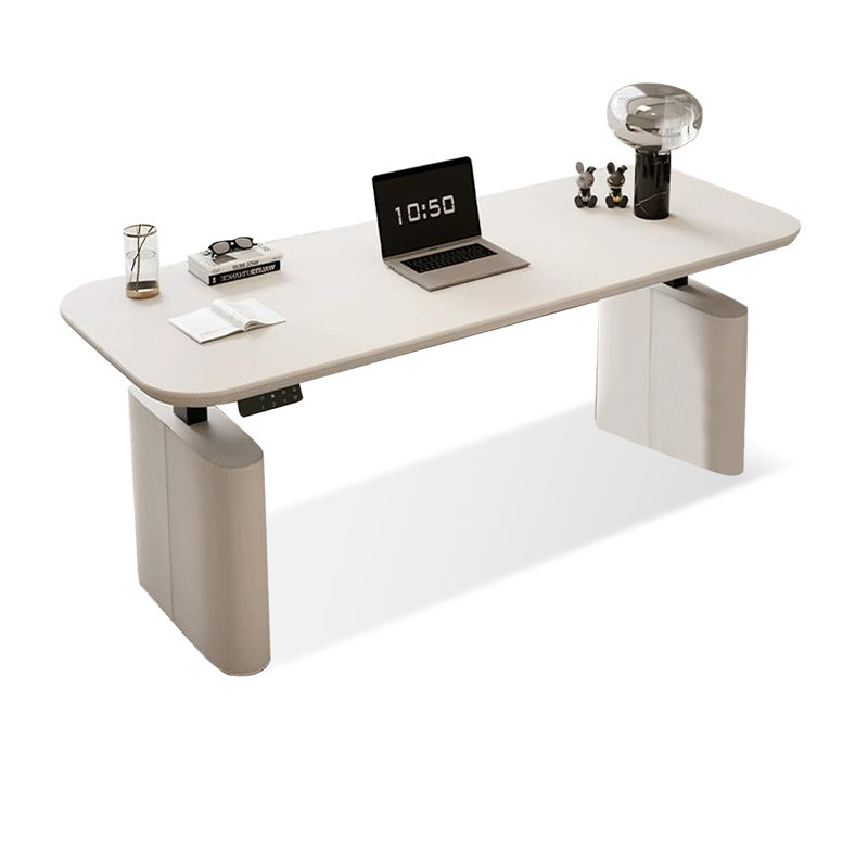 Bureau rectangulaire à hauteur réglable, H 51,18 po x l 62,99 po x P 31,5 po, Blanc