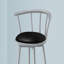 Tabouret de bar, ensemble de 2, pivotant, hauteur de bar, métal gris, aspect cuir noir, contemporain, moderne