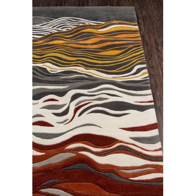 Tapis gris en laine touffeté à la main Ayano