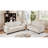  57"W Corduroy Beige Loveseat Sofa with USB & Side Pockets-801497473