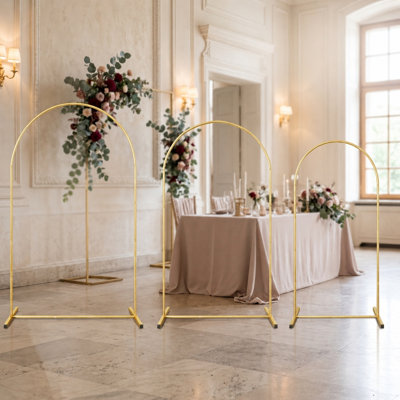 Metal Arch Backdrop Stand Set Gold Balloon Arch Frame For Wedding Party Birthday Baby Shower Graduation Event