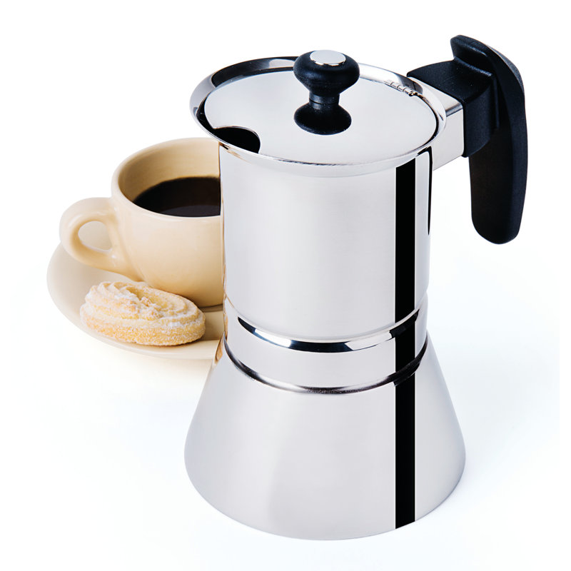 Excelsa Chicco Stainless Steel Coffee/Espresso Maker, 15.5 cm H x 14 cm W x 14 cm D