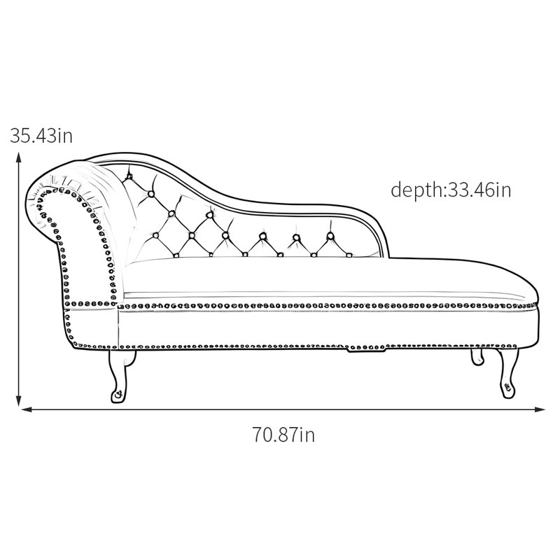 Chaise longue en tissu de qualité supérieure avec structure en bois massif, Left Hand Facing