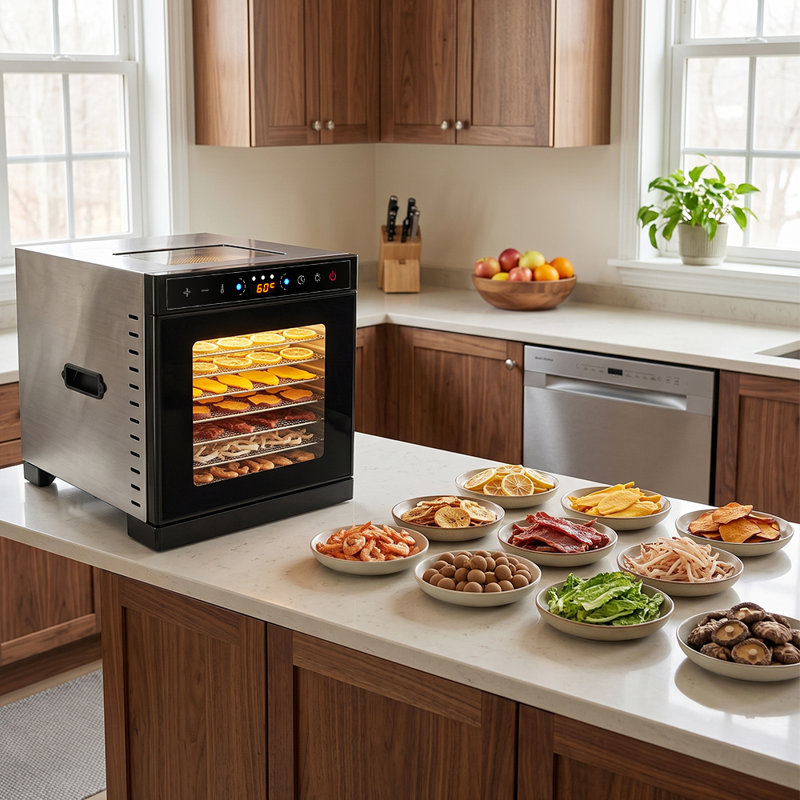 Déshydrateur alimentaire à 8 plateaux, circulation d'air chaud, porte en verre trempé, minuterie numérique et contrôle de la température pour fruits, viande, herbes, gâteries pour animaux