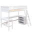 Lit mezzanine en bois avec bureau et tablettes pour étude et rangement