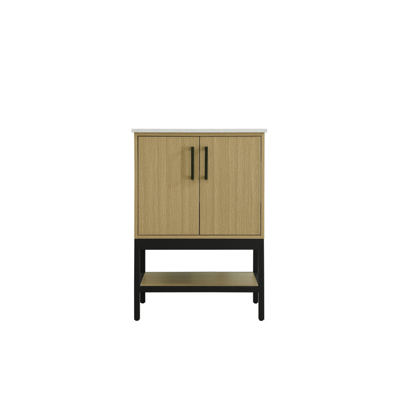 24 inch Single Bathroom Vanity, Honey Brown