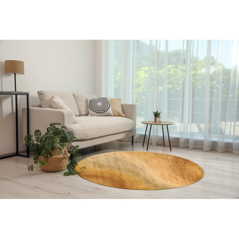 Tapis de zone dorée touffeté à la main, Rond 4 pi