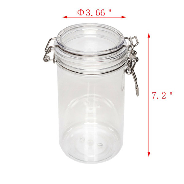 Airtight Glass Canister with Lids Food Storage Jar Round - Storage Container with Clear Preserving Seal Wire Clip Fastening for Kitchen Canning Cereal