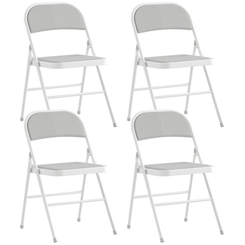 Chaises pliantes en métal avec chaises pliantes en velours côtelé , Gris, Blanc