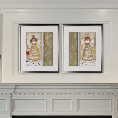 « christmas angle », ensemble de 2 reproductions de peintures à l’acrylique encadrées