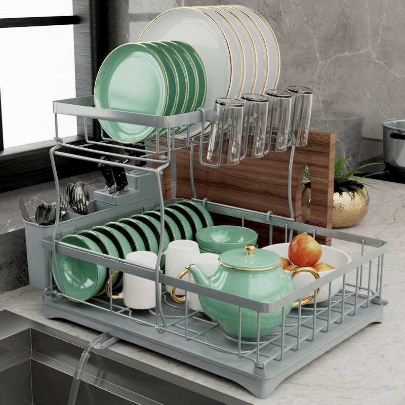 Adjustable Stainless Steel Dish Rack, Grey