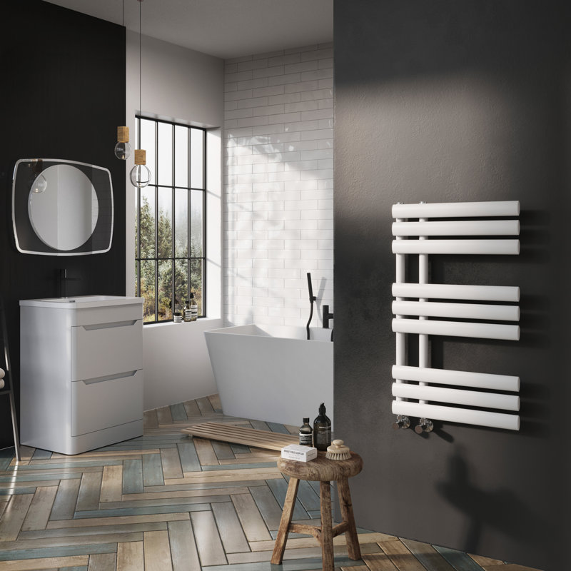 Flat Panel Towel Rail Heated Towel Rails, White, 82cm H x 50cm W x 56cm D