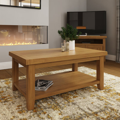 Alzenia Coffee Table With Storage Shelf. Solid Oak. 