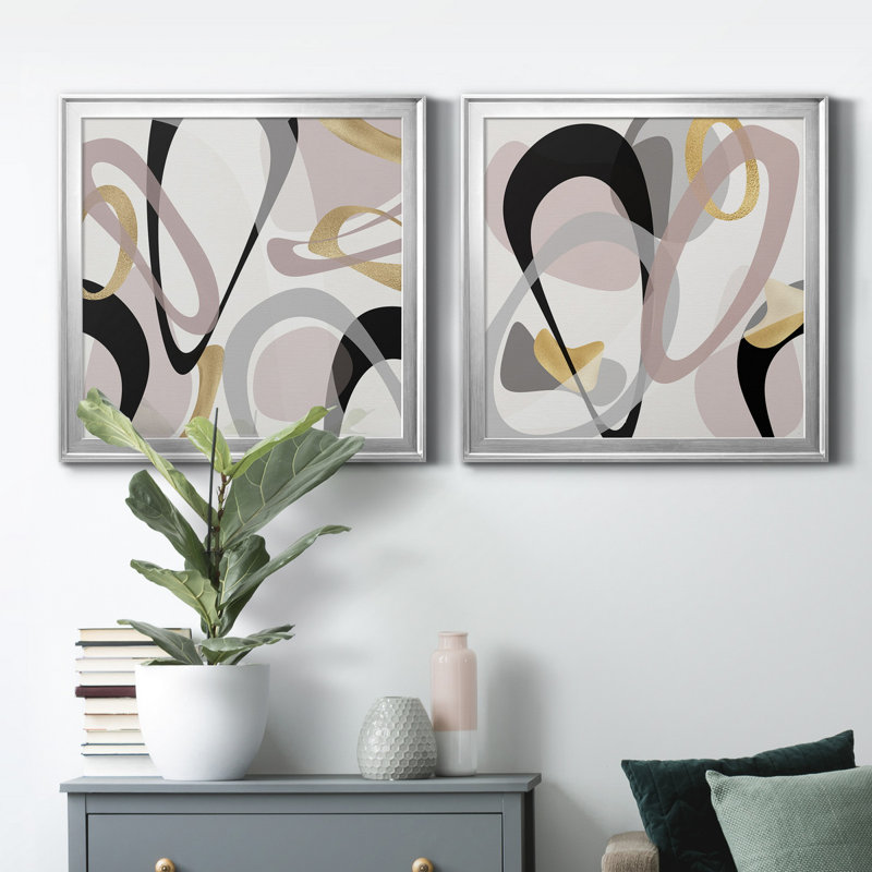 «Rumble Golden I», ensemble de 2 impressions sur toile encadrées, Argent, H 26,5 po x l 53 po x P 1,5 po