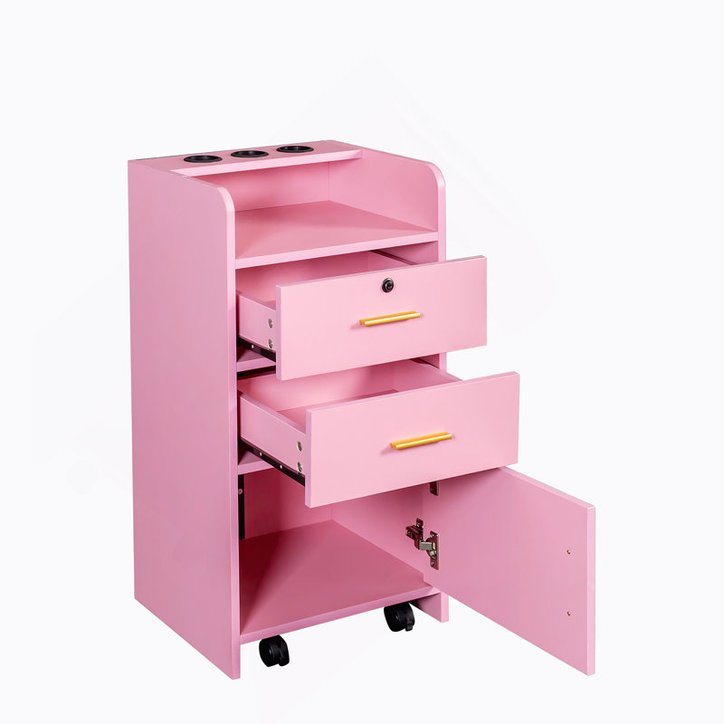 High - Quality Locking Beauty Salon Storage Cabinet With Hair Dryer Holder And Multiple Drawers For Organized Styling Equipment
