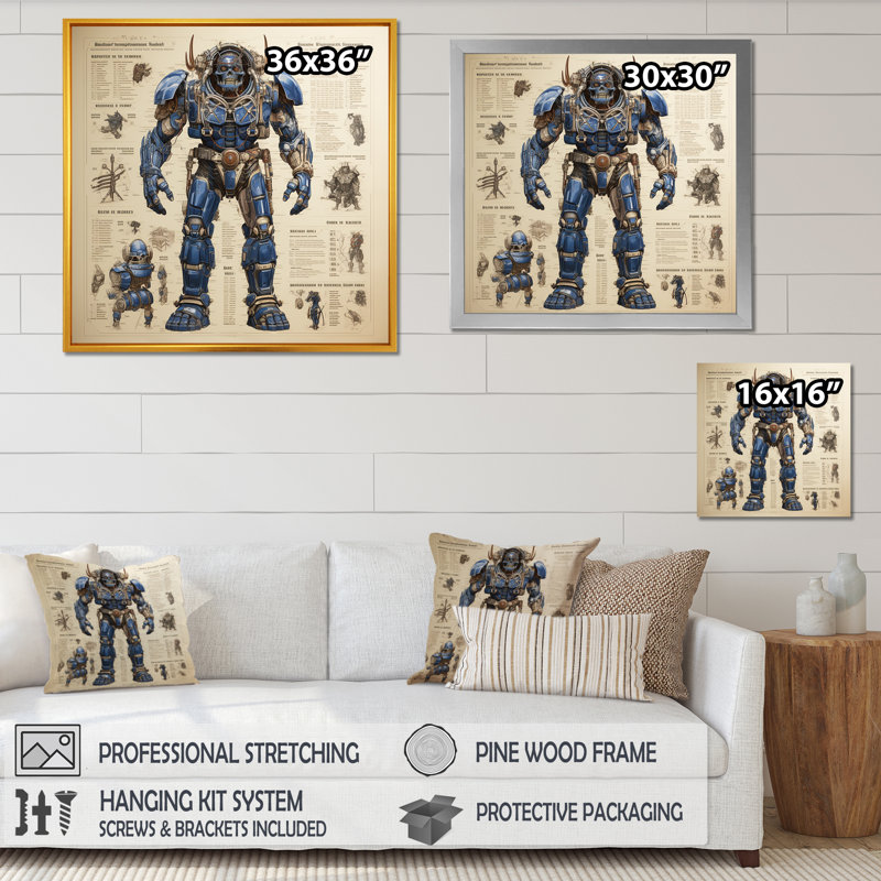«Blue Giant Titan Blueprints I - Giants», art mural, Toile tendue, H 30 po x l 30 po x P 1,5 po