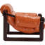 Méridienne de style médiéval-moderne - H 29,5 po, cuir ciré à l'huile (orange)-273595256