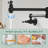 Single Hole Wall Mounted Swing Arm Folding Pot Filler Kitchen Faucet With Double Handles-106838112