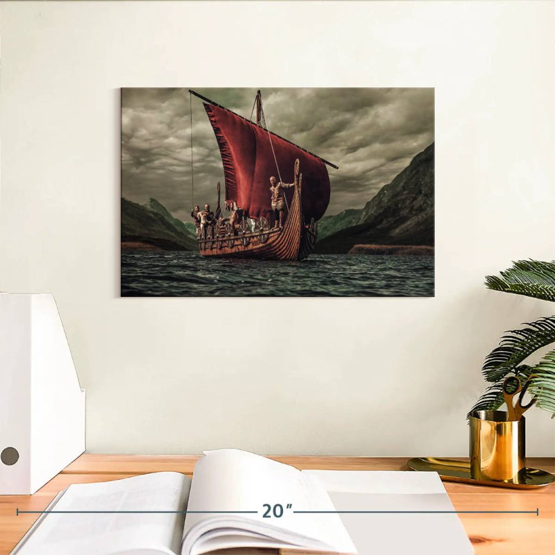 Mehar Vikings sur un bateau Drakkar, H 8 po x l 12 po
