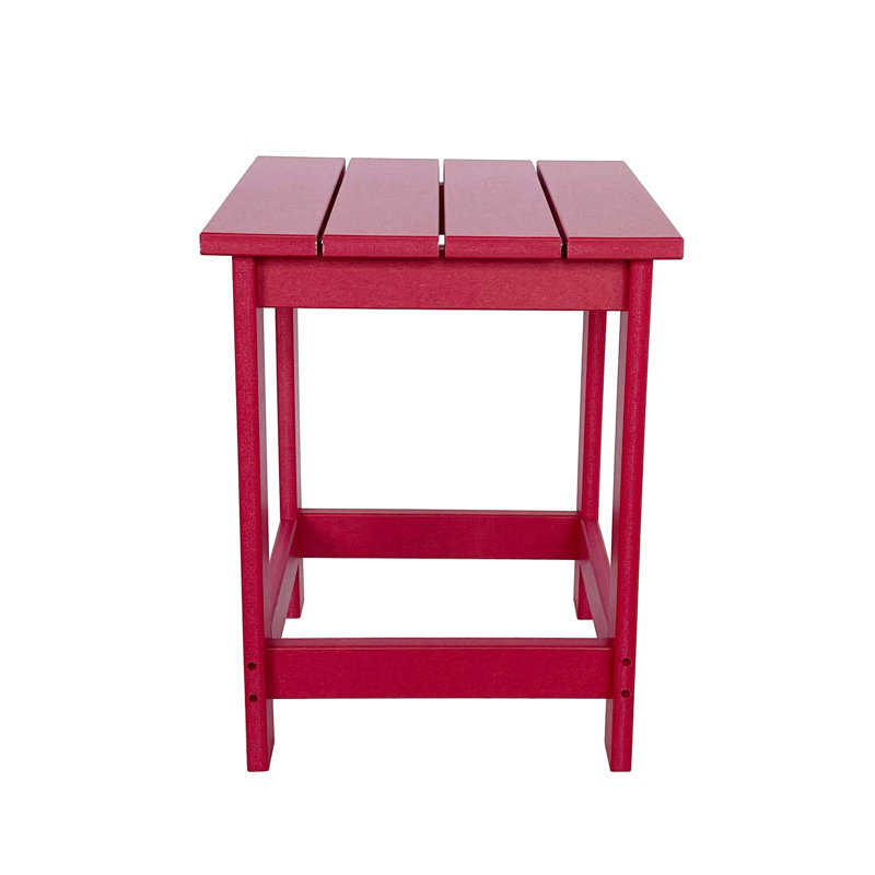 Arenijus HDPE Weather-Resistant Modern Adirondack Chair with Side Table Set, Red