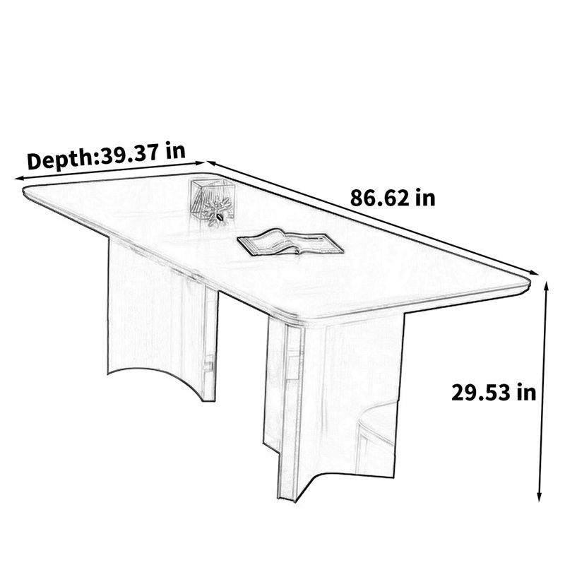 Table rectangulaire légère et moderne, H 29,53 po x L 86,62 po x l 39,37 po