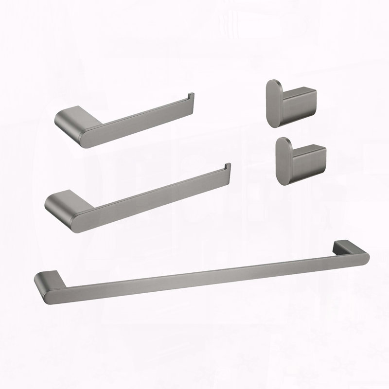 5-Piece Stainless Steel Bathroom Hardware Set, Gunmetal