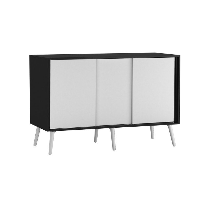 Rectangle Accent Cabinet, Black/White/White Wood