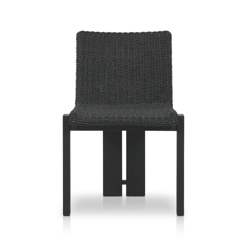 Padme Outdoor Teak Dining Side Chair, Stained Black