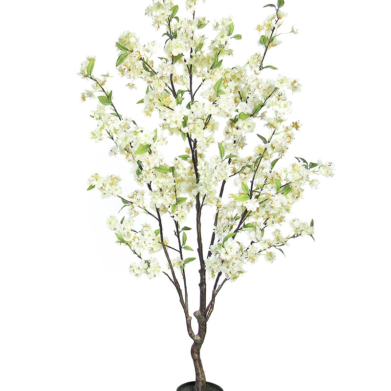 Cerisier artificiel en pot, Crème/blanc, H 54 po x l 26 po x P 26 po