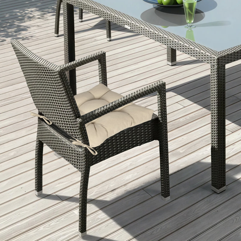 Coussins de chaise touffetés pour l'extérieur, Kaki