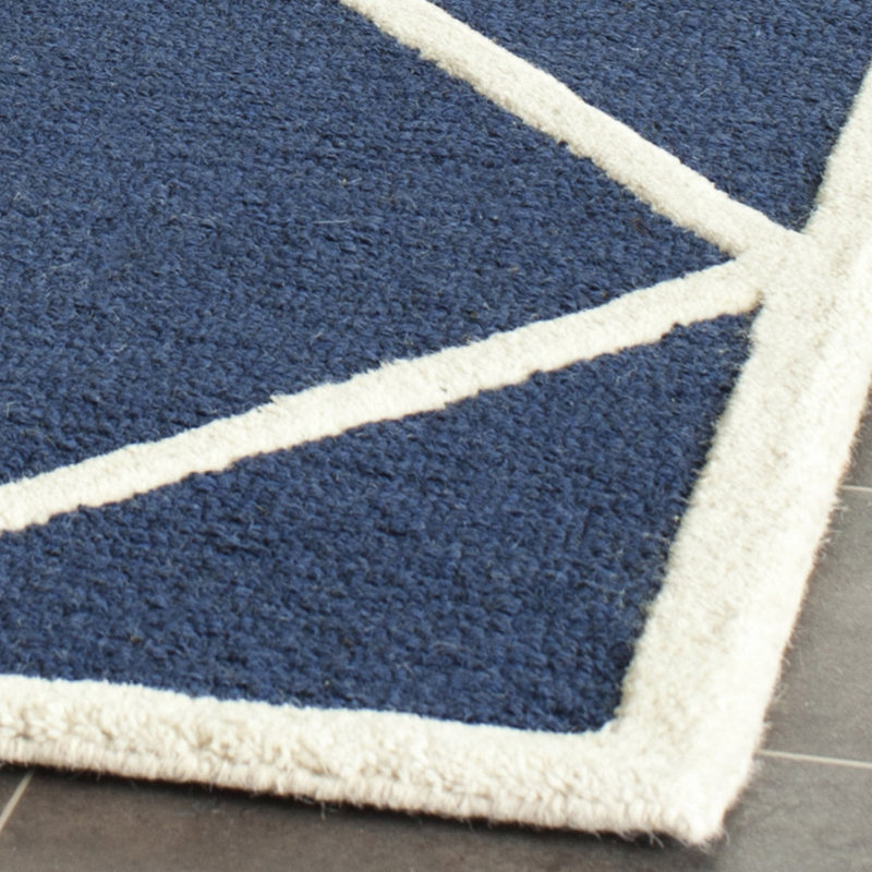 Tapis géométrique en laine touffeté à la main Deedgra, Tapis de couloir 2 pi 6 po x 10 pi