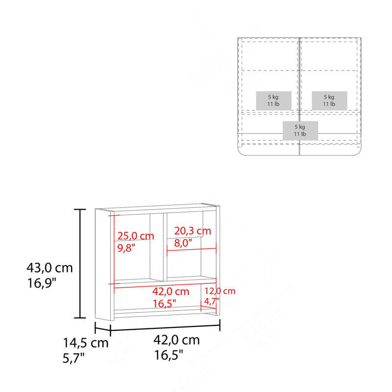 Armoire à pharmacie à miroir Luv avec tablettes intérieures, solution de rangement de salle de bain moderne et rangement