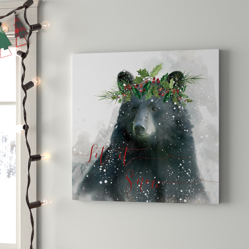 Let It Snow Bear - reproduction sur toile tendue, H 32 po x l 32 po x P 1 po
