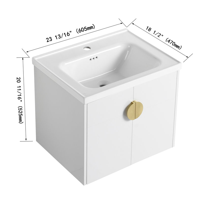 Ensemble de meuble-lavabo simple 24 po avec plateau Tomeica, Blanc