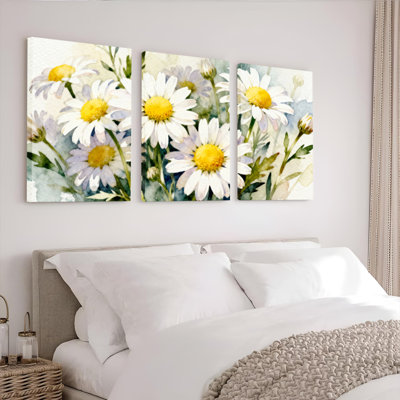 «Daisy», ensemble de 3 panneaux, impression botanique pour salon, chambre à coucher ou cuisine