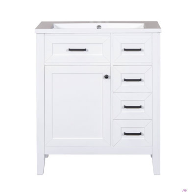 Ensemble de meuble-lavabo 30 po avec lavabo, armoire de salle de bain avec tiroirs, structure solide et panneau de fibres à densité moyenne